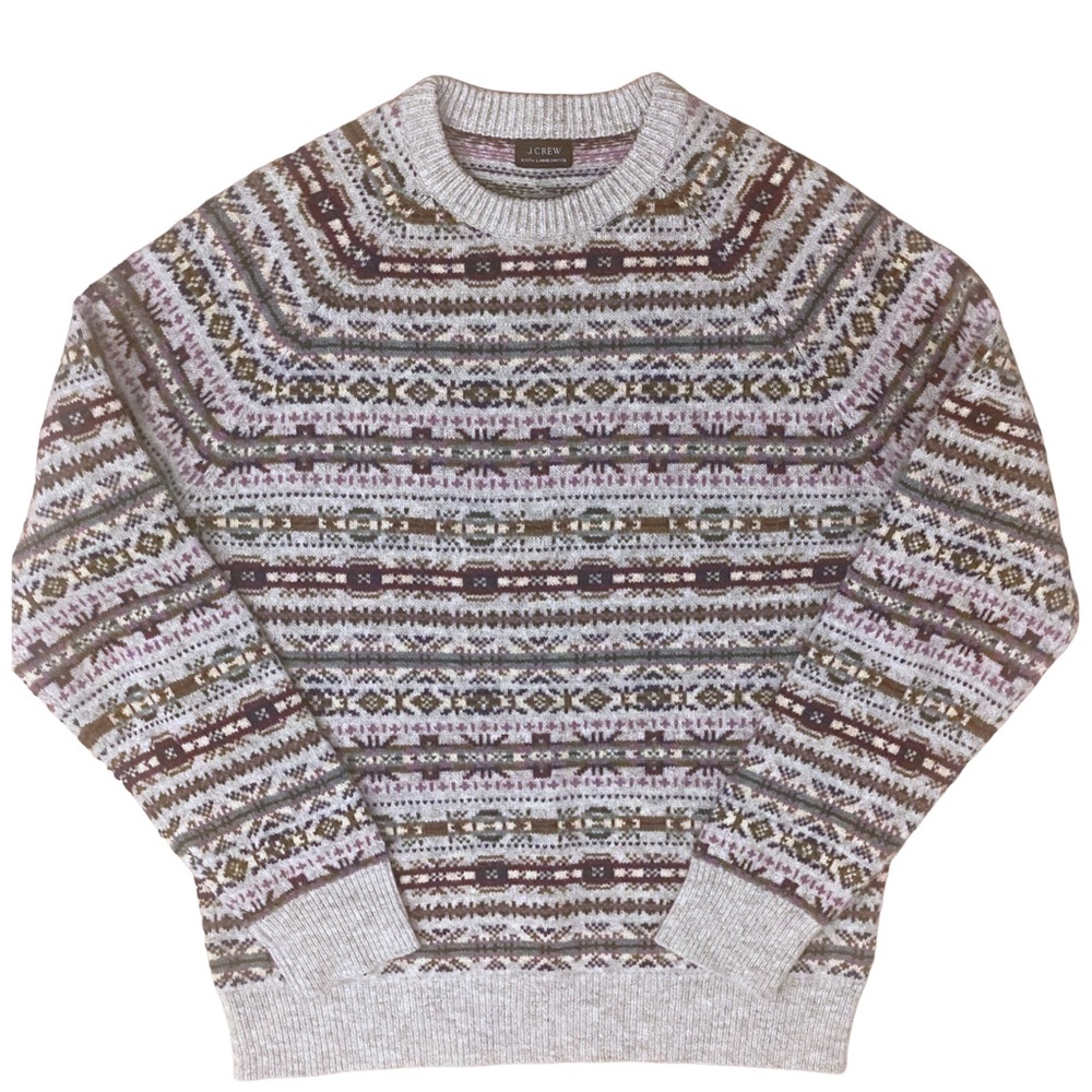 J.Crew Mens Fair Isle 100% Lambswool Sweater M/L